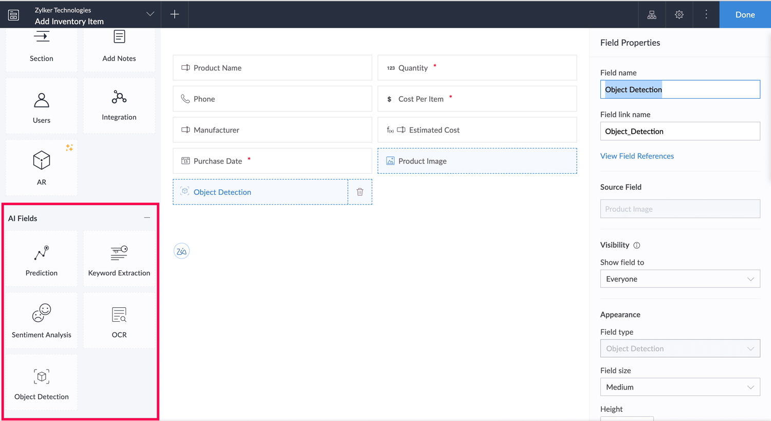 Implementing Native AI & Machine Learning in Zoho Creator